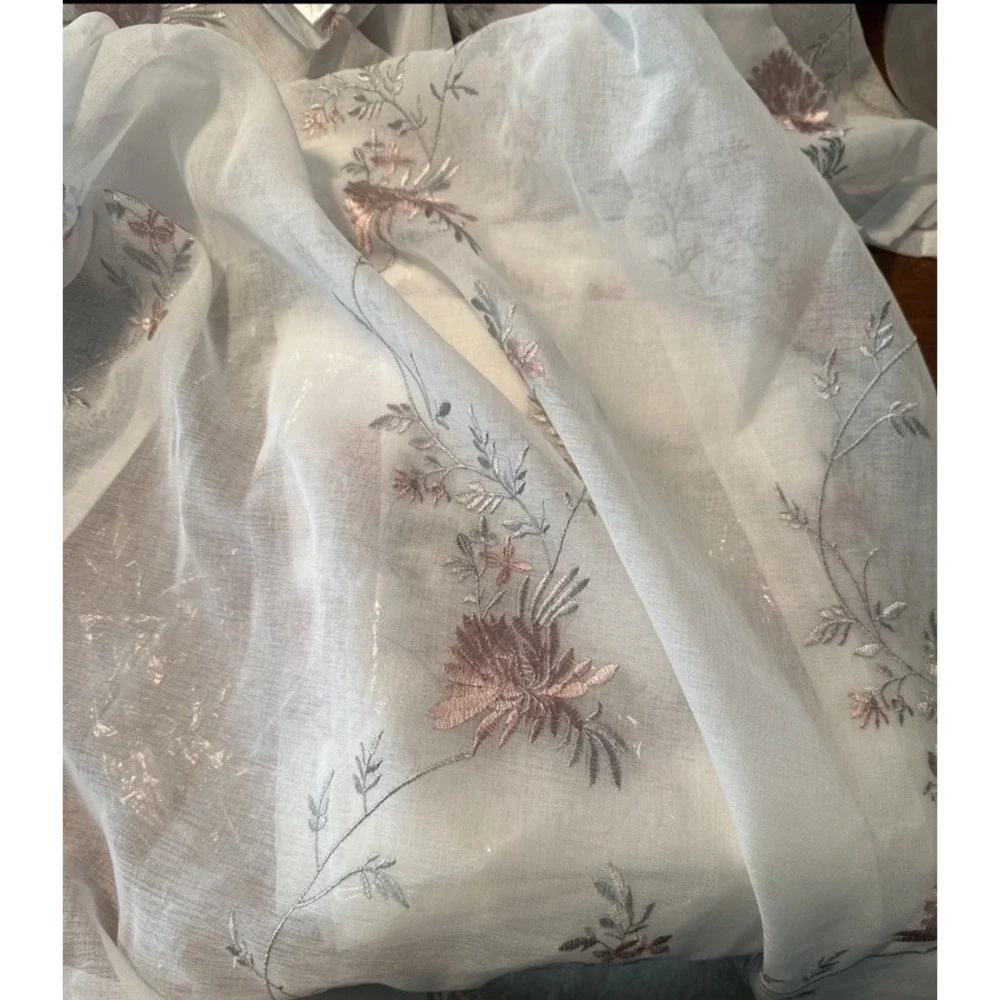 Peri Home Sheer Curtains Set of 4 Panels Orchid Floral Embroidered Panels